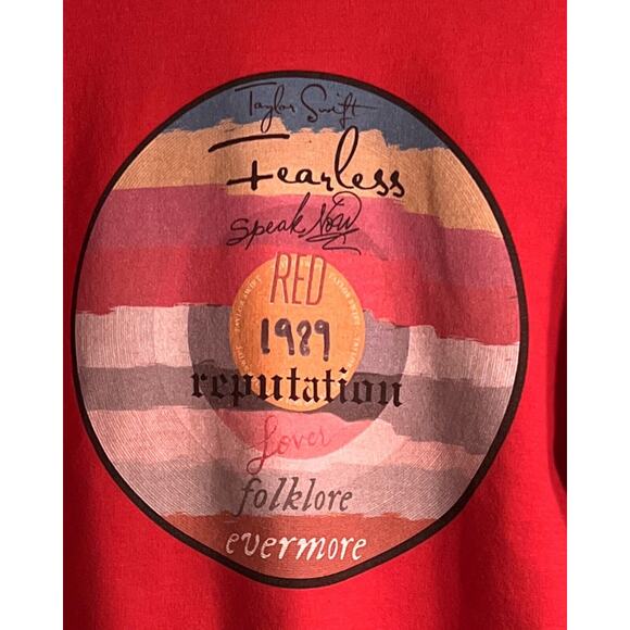 Taylor Swift Themed Sweatshirt Womens Size M Red Long Sleeve Pullover Graphic - Picture 2 of 6